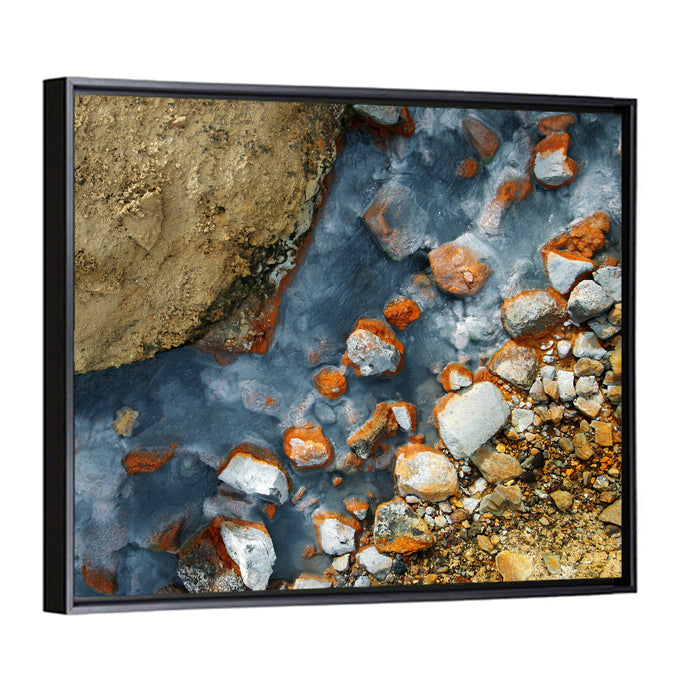 Milky Blue Geothermal Creek Wall Art as a framed canvas