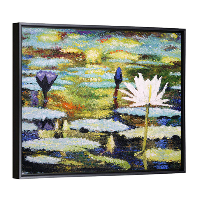 Impressionist Water Lilies Study Wall Art as a framed canvas