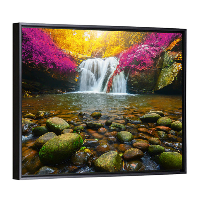 Phu Soi Dao Waterfall at Dusk Wall Art as a framed canvas