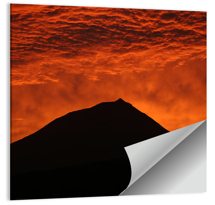 Pico Island Volcano Silhouette at Sunset Wall Art as a poster print