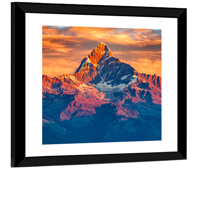 Machhapuchhre Sunrise Over Pokhara Wall Art as a framed print