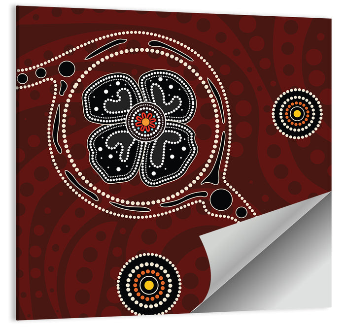 Aboriginal Poppy Dot Motif Wall Art as a poster print
