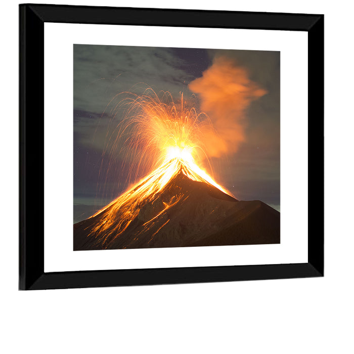 Starry Night Volcano Eruption Wall Art as a framed print