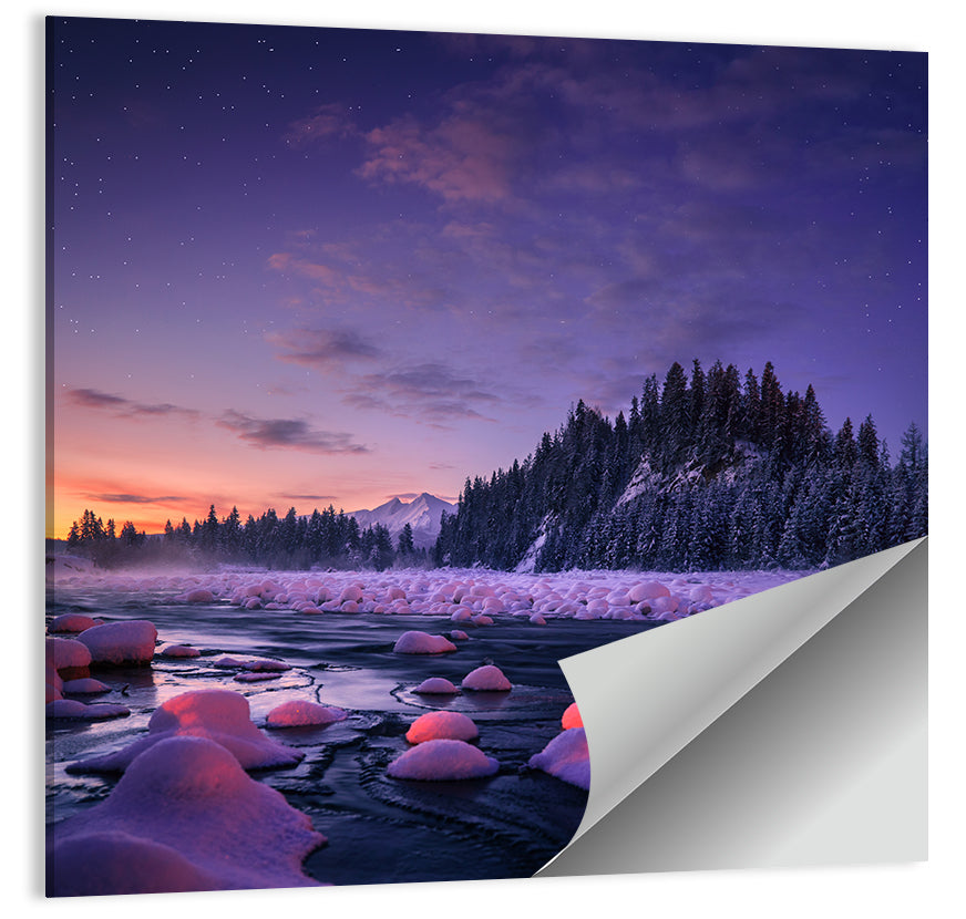 Snowy Trees Winter Night Wall Art