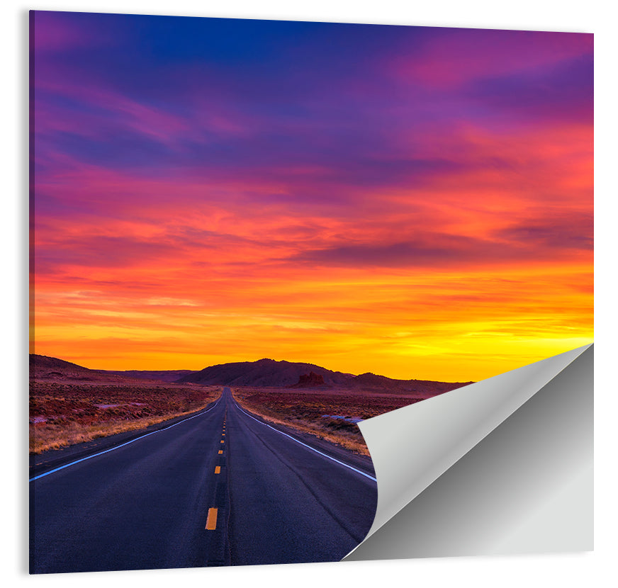 Infinite Desert Road Sunset Wall Art