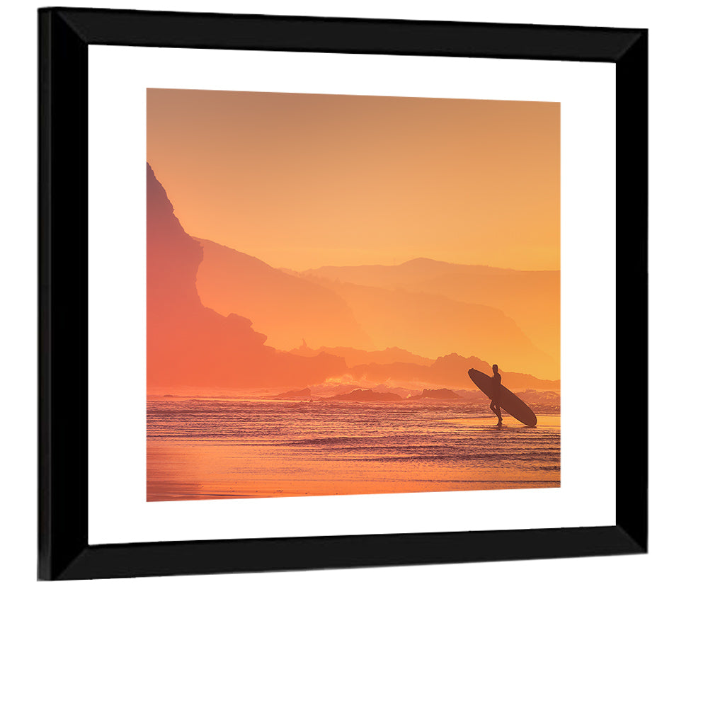 Surfer at Beach Wall Art