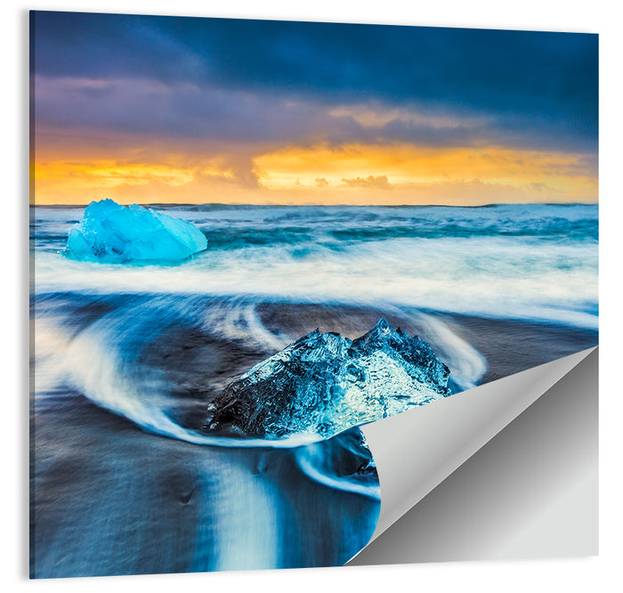 Diamond Beach Ice at Dusk Wall Art as a poster print