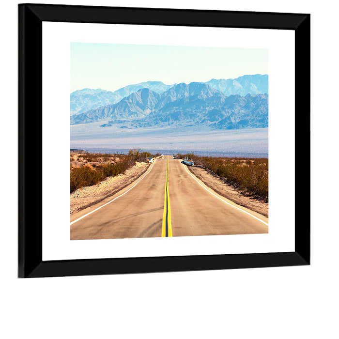 Mojave Desert Route 66 Wall Art as a framed print