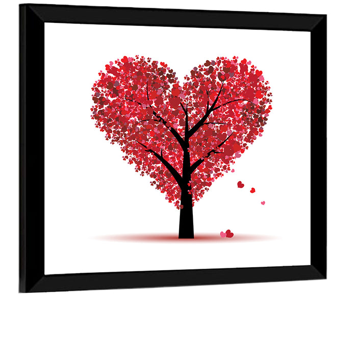 Heart-shaped Tree Illustration Wall Art as a framed print