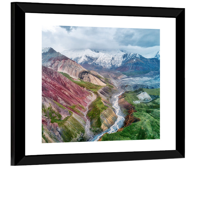 Mount Lenin Glacial Valley Wall Art as a framed print