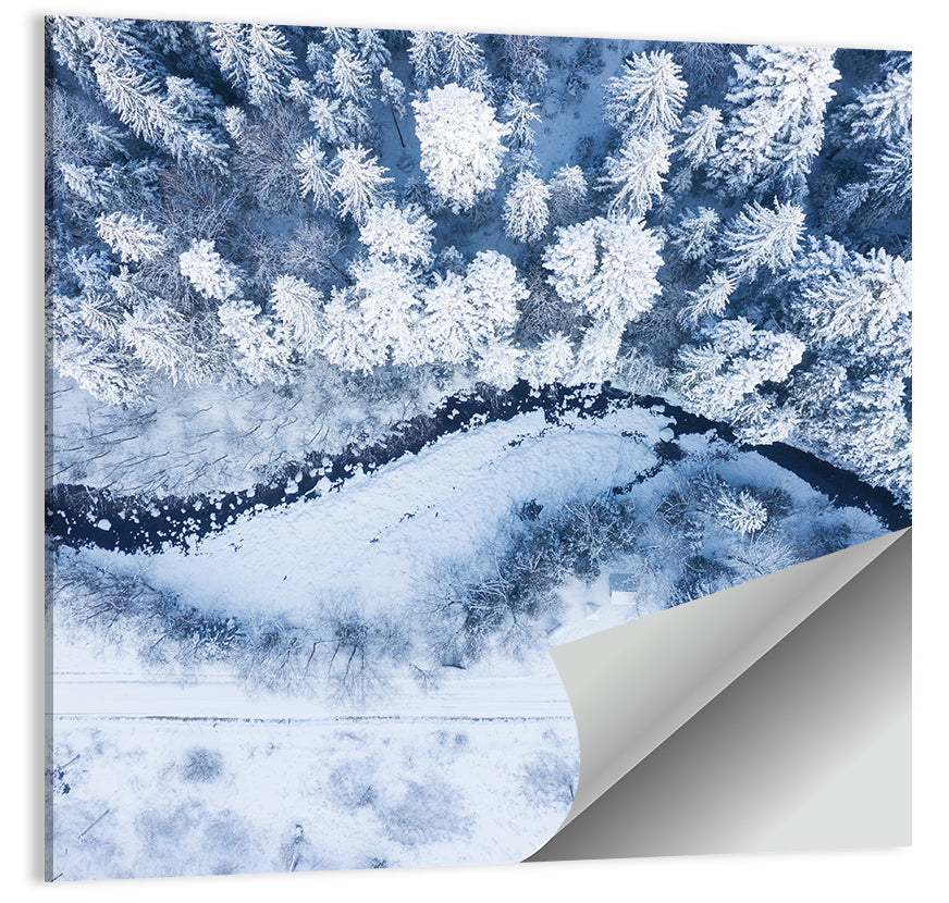 Snowy Forest Stream Wall Art