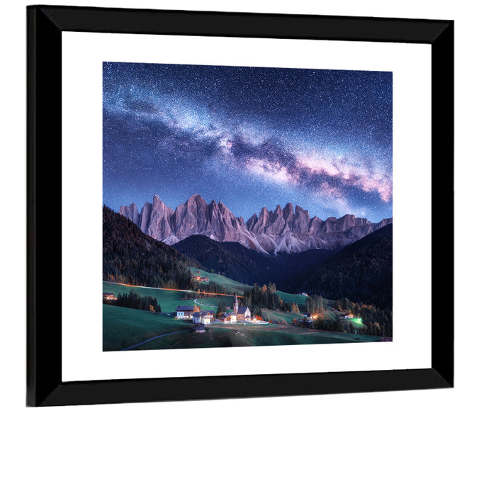 Santa Maddalena Night Sky Wall Art as a framed print