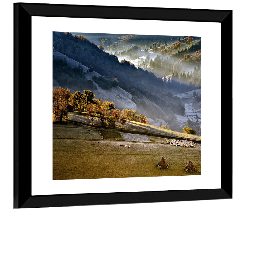 Mountains Village Landscape Wall Art