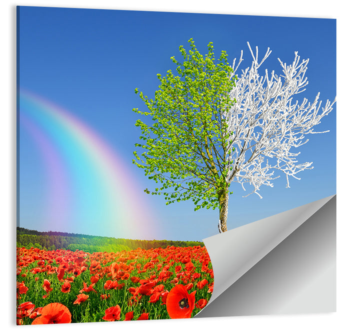Seasonal Split Landscape Wall Art as a poster print