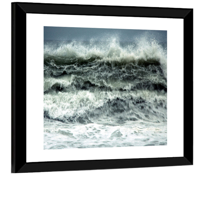 Stormy Coastline Wave Wall Art as a framed print