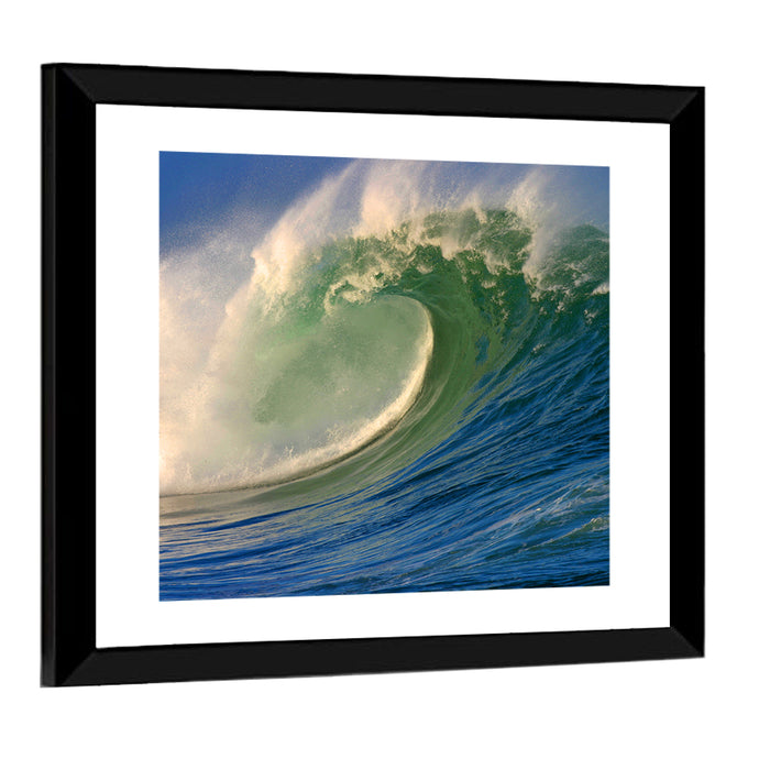 Waimea Shorebreak Wave Wall Art as a framed print