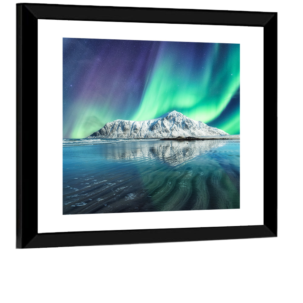 Aurora Borealis Skagsanden Beach Wall Art