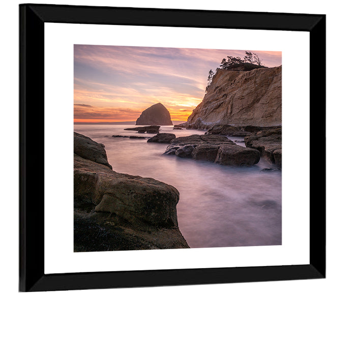 Haystack Rock at Cape Kiwanda Wall Art as a framed print