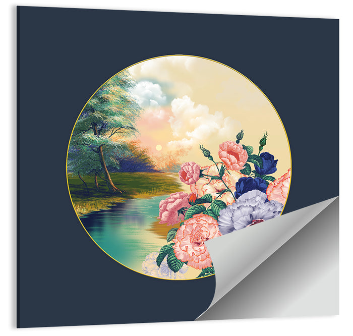 Golden Garden Circle Wall Art as a poster print