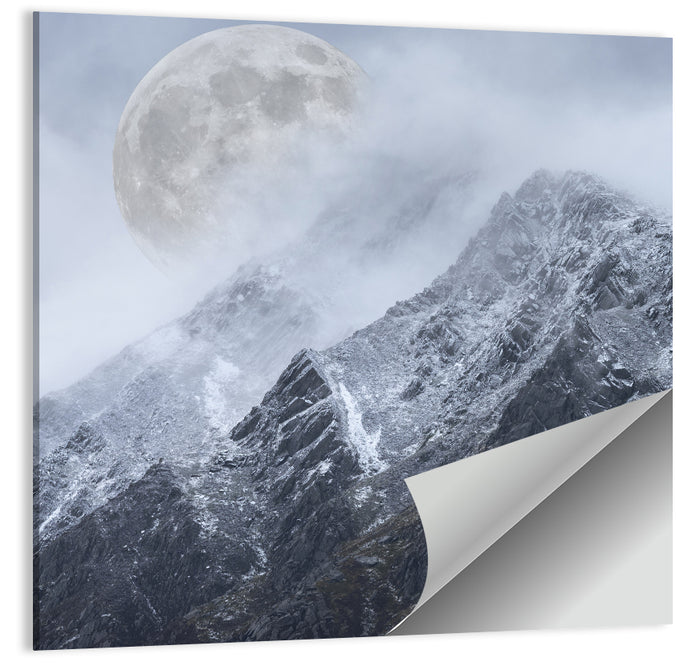Supermoon Over Snow-capped Peaks Wall Art as a poster print