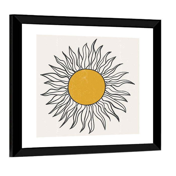 Textured Boho Sun Wall Art as a framed print