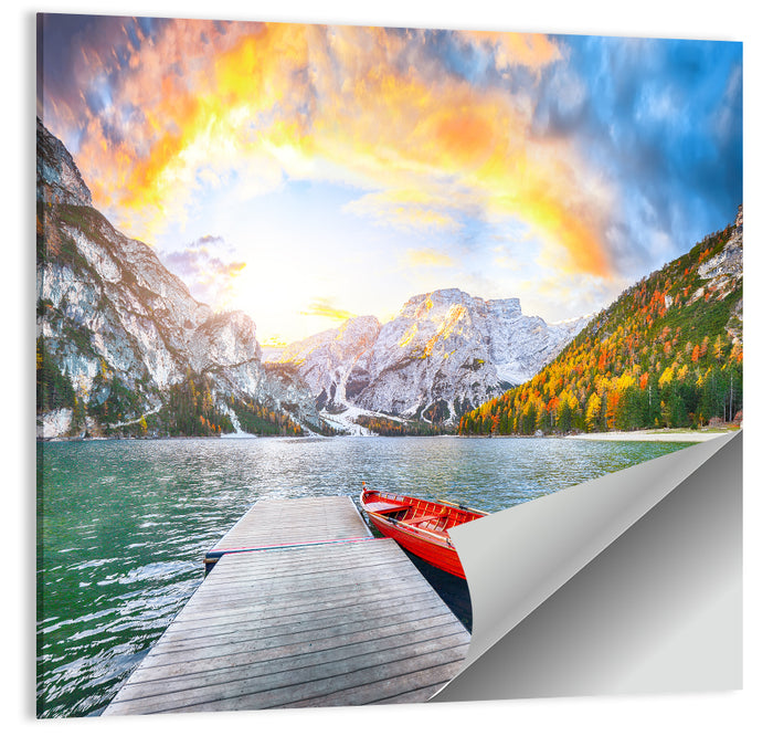 Pier at Lago Di Braies Wall Art as a poster print