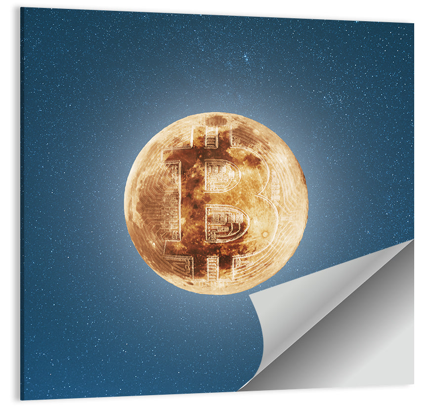Bitcoin On Moon Wall Art