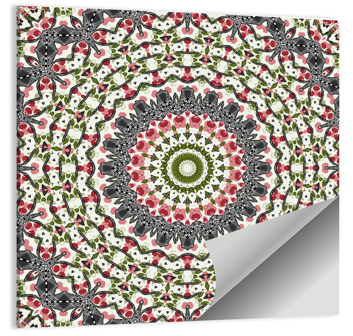 Cherry Mosaic Mandala Wall Art as a poster print
