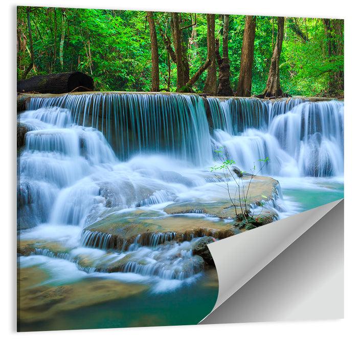 Huay Ma Khamin Erawan Waterfall Wall Art as a poster print