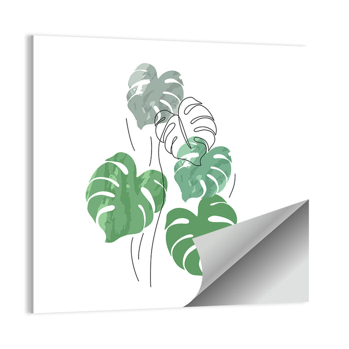 Monstera Leaves Watercolor Study Wall Art as a poster print