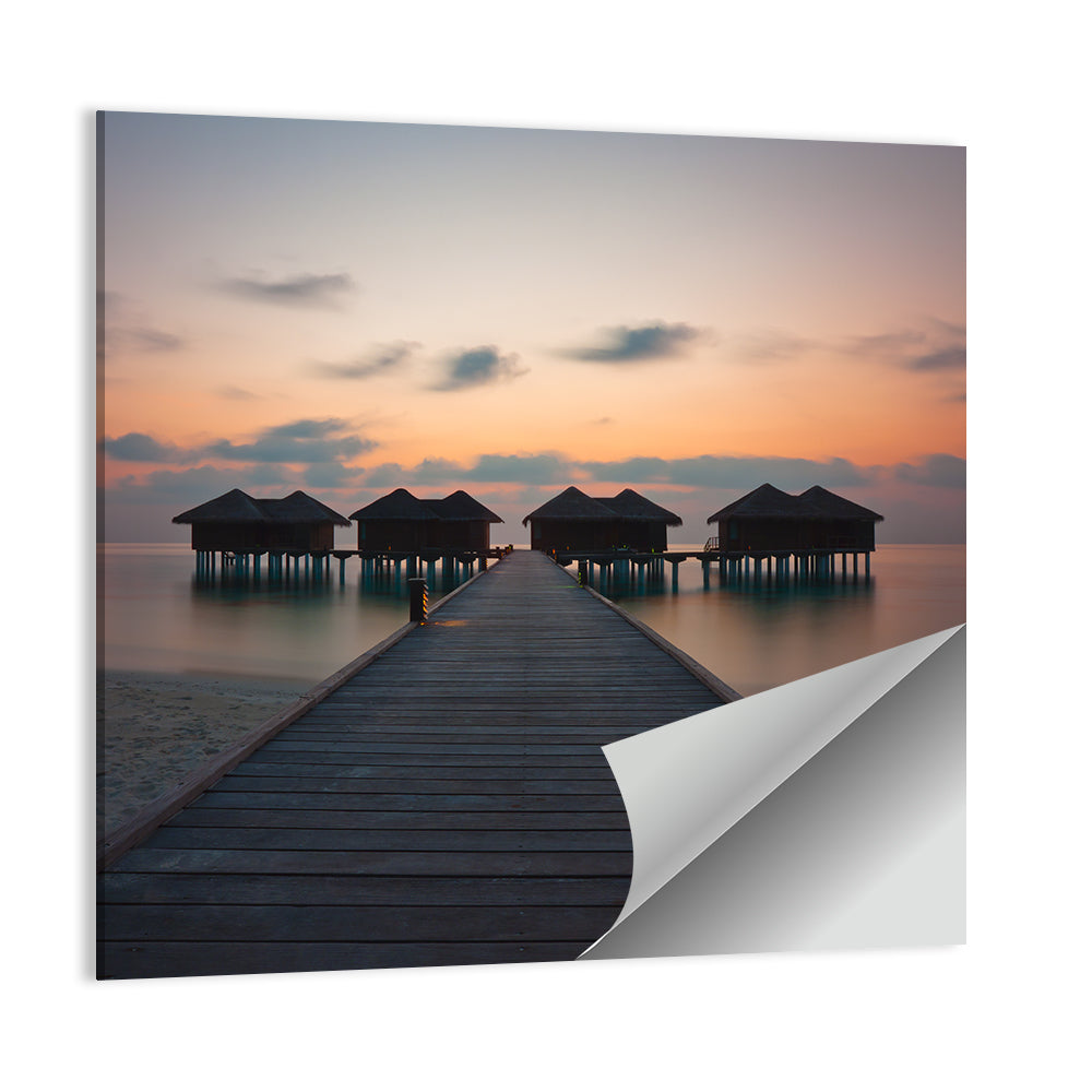 Watervilla At Sunset Wall Art