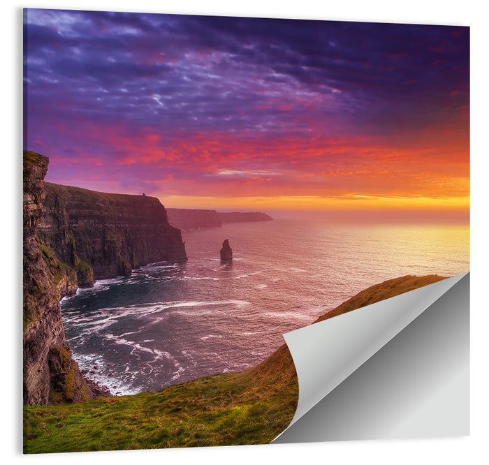 Cliffs of Moher Sea Stack at Sunset Wall Art as a poster print