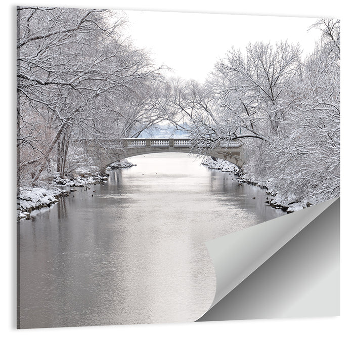 Yahara River Winter Stone Bridge Wall Art as a poster print