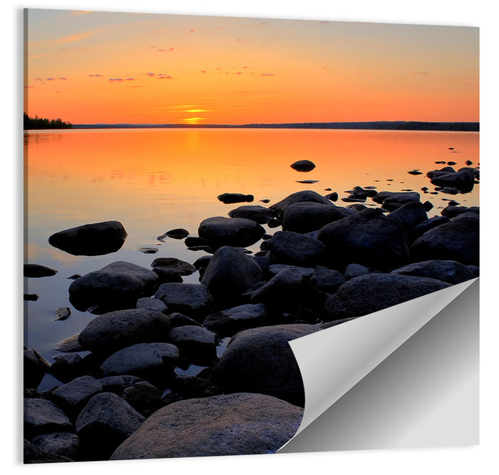 Rocky Lake Sunset Wall Art as a poster print