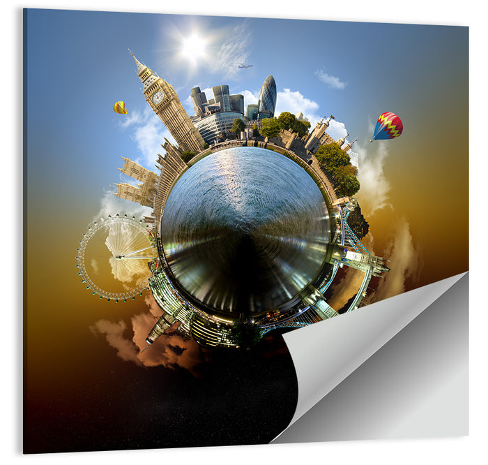 Miniature Planet London Skyline Wall Art as a poster print