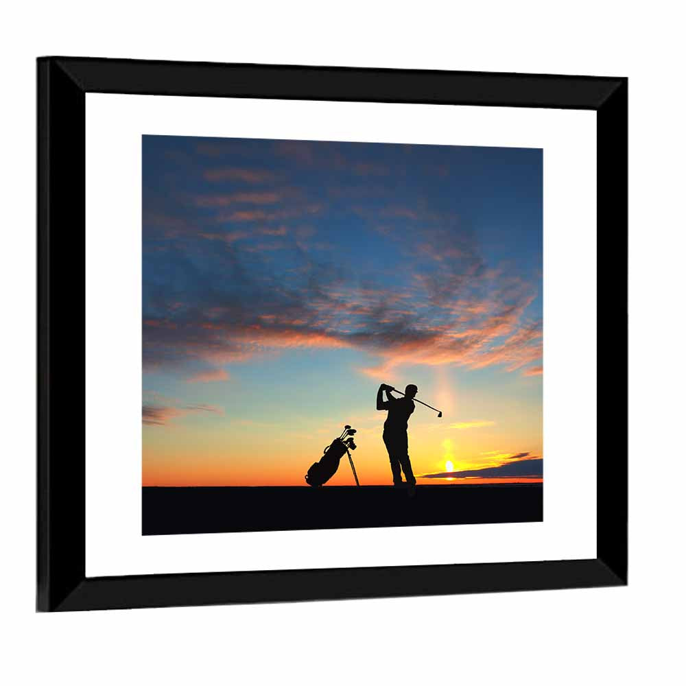 Golf Player Silhouette Wall Art
