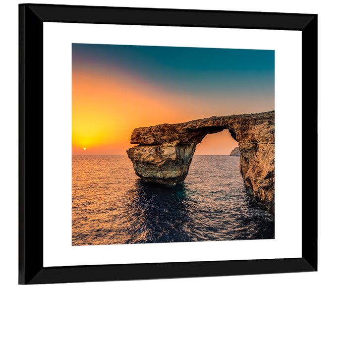 Azure Window Sunset, Dwejra Wall Art as a framed print