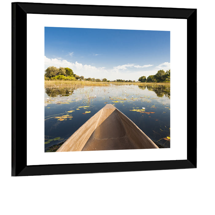 Mokoro Canoe in Okavango Delta Wall Art as a framed print