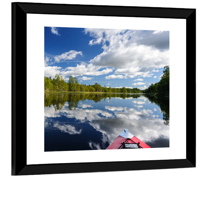 Karelia Kayak Reflection Wall Art as a framed print