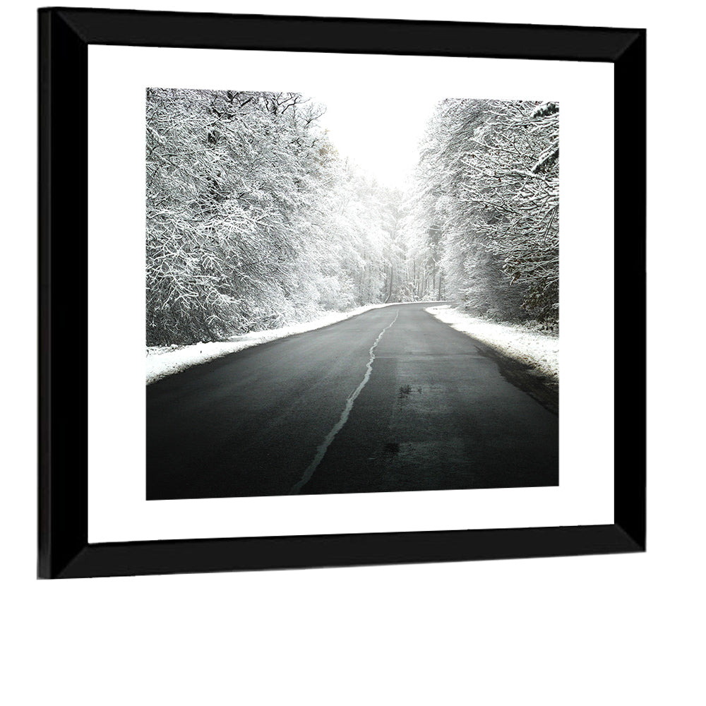 Foggy Winter Road Wall Art