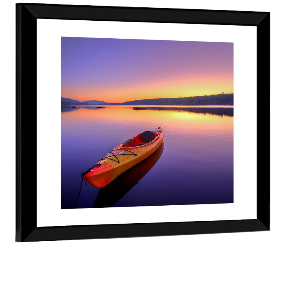 Boat in Lake Wall Art