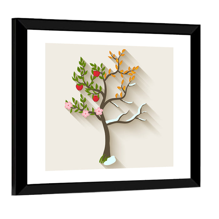 Four Seasons Tree Wall Art as a framed print