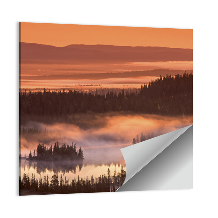 Lapland Sunrise Over Misty Lake Wall Art as a poster print