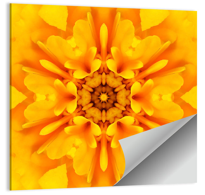 Golden Dahlia Mandala Wall Art as a poster print