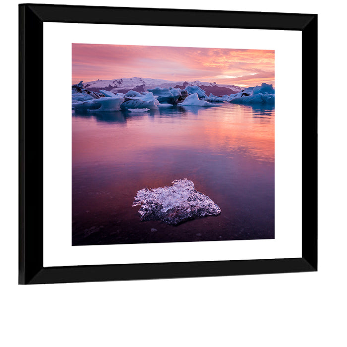 Jökulsárlón Dusk Lagoon Wall Art as a framed print