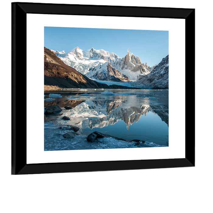 Cerro Torre Reflection, Laguna Torre Wall Art as a framed print