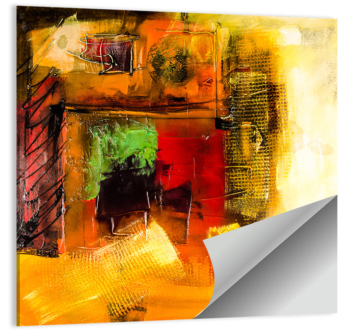 Layered Geometric Abstract in Warm Tones Wall Art as a poster print