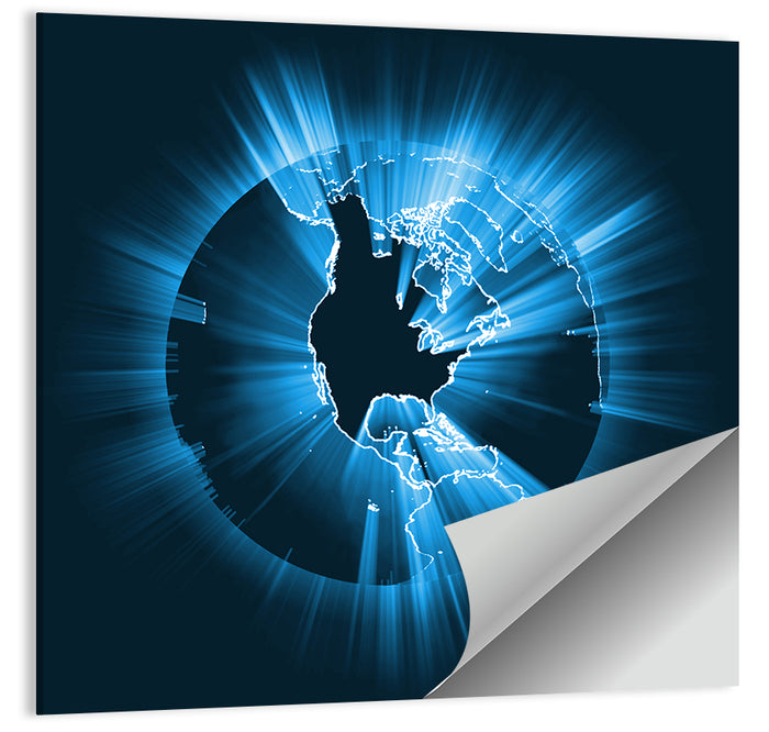Glowing North America Globe Wall Art as a poster print