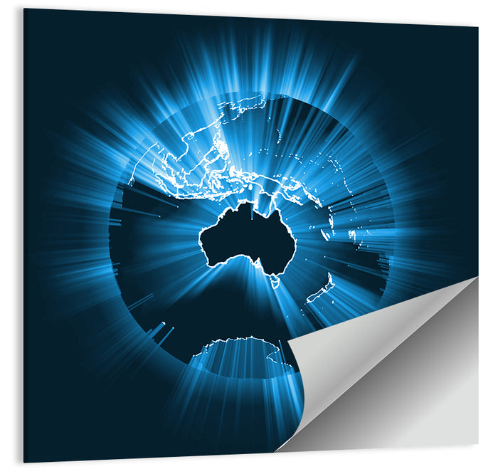 Glowing Australian Map Wall Art as a poster print