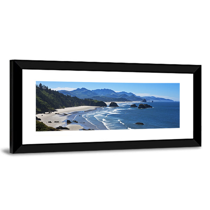 Cannon Beach Morning Shoreline Wall Art as a framed print
